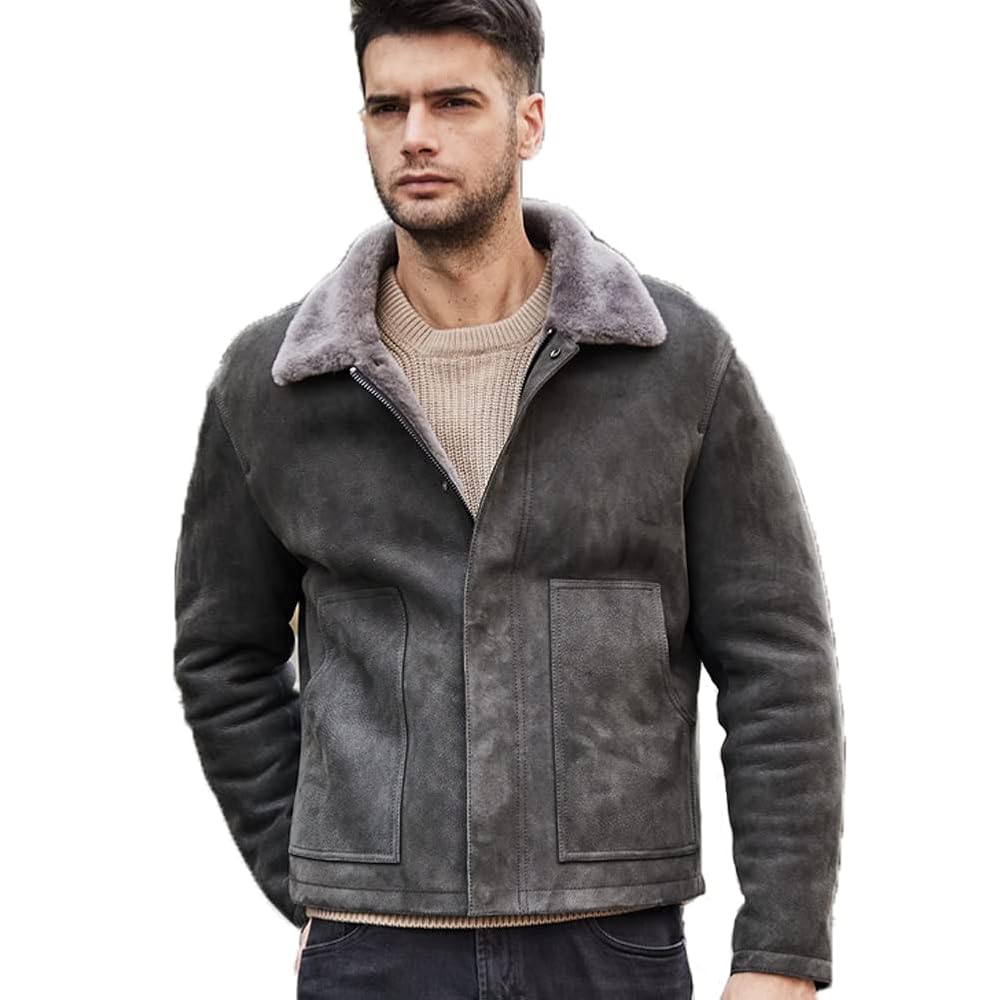 Amazon.com: Denny&Dora Mens Shearling Jacket Warmest Winter
